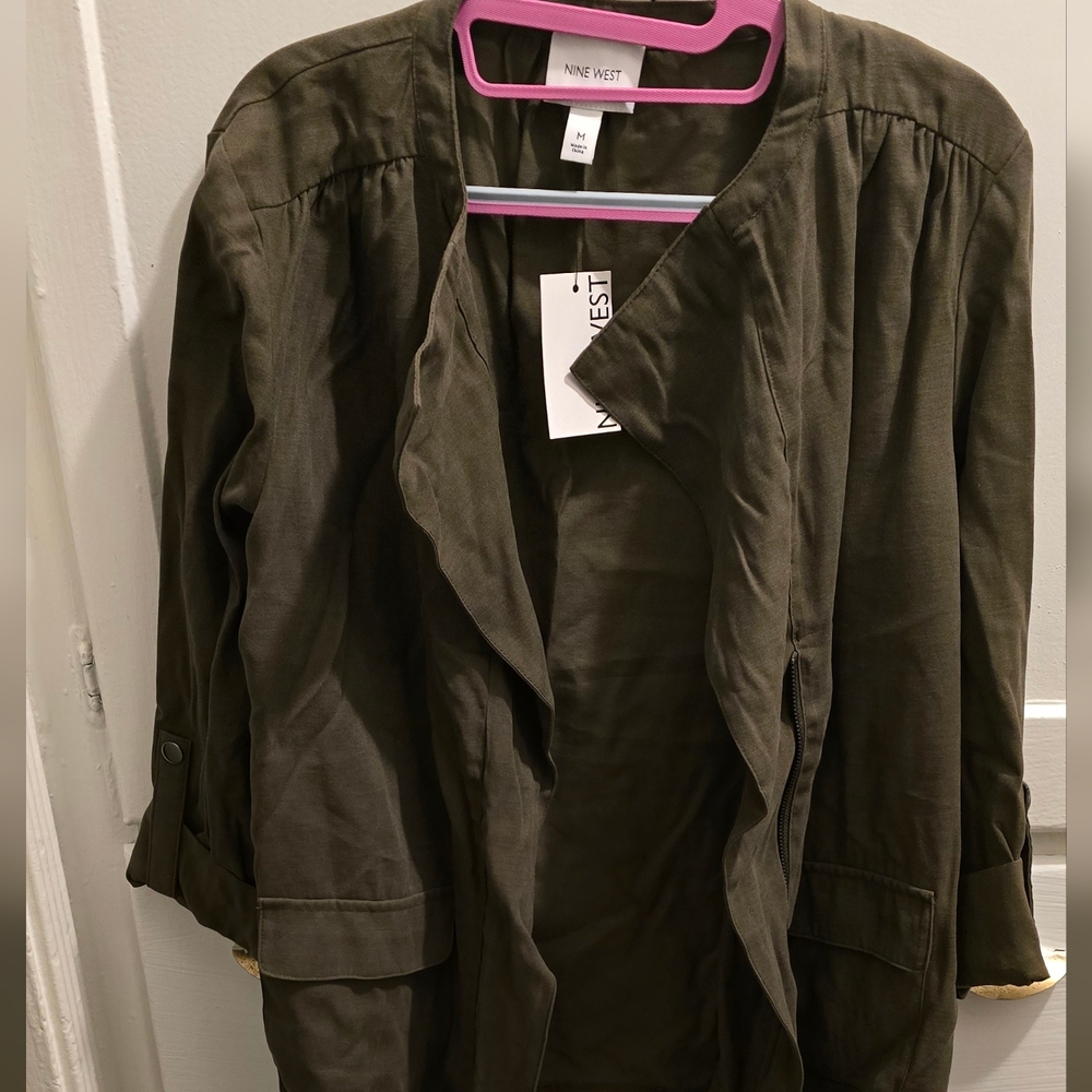 Womens Nine West Drapey Green Utility Jacket